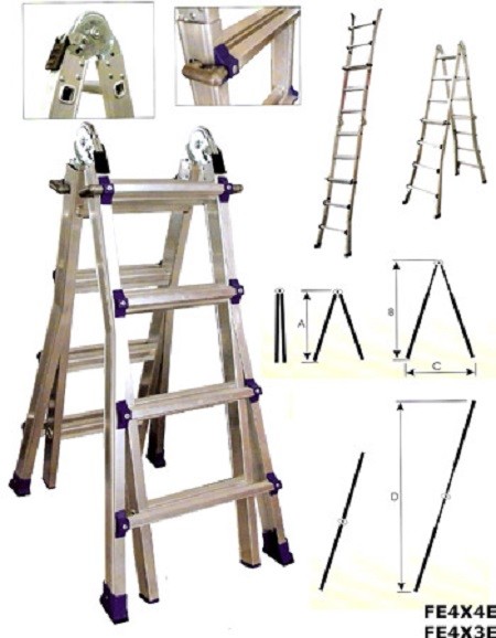 סולם טלסקופי רב שימושי 5 מצבים 2.70 מטר 4*3