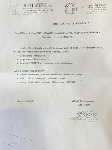 מיכל נירוסטה לשמן זית 100 ליטר