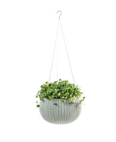 עציץ קוזי 28 עם תלייה - קו סרוגים - כתר פלסטיק