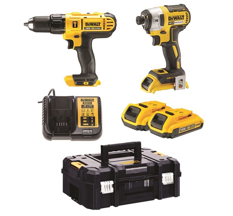 סט אימפקט ומקדחה רוטטת DeWalt 18V